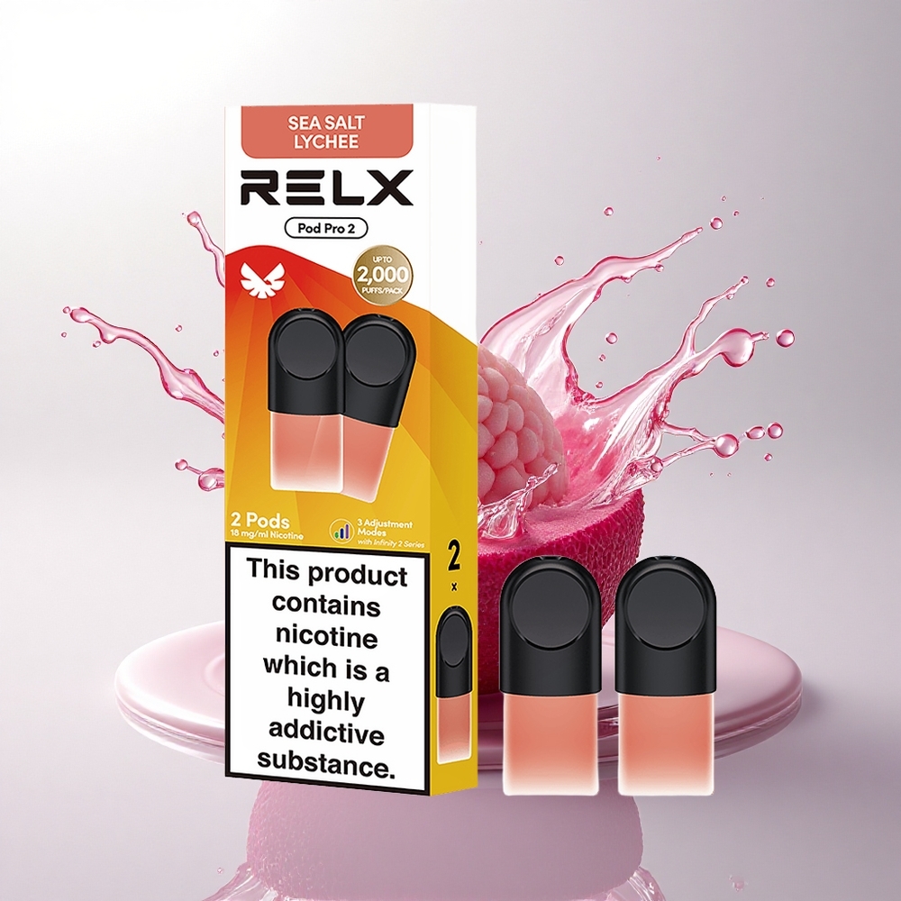 Relx Pod Pro 2 Vape Device Deniz Tuzlu Liçi 18mg/ml Nikotin, 1.9ml Kapasite, 3 Voltaj Modu