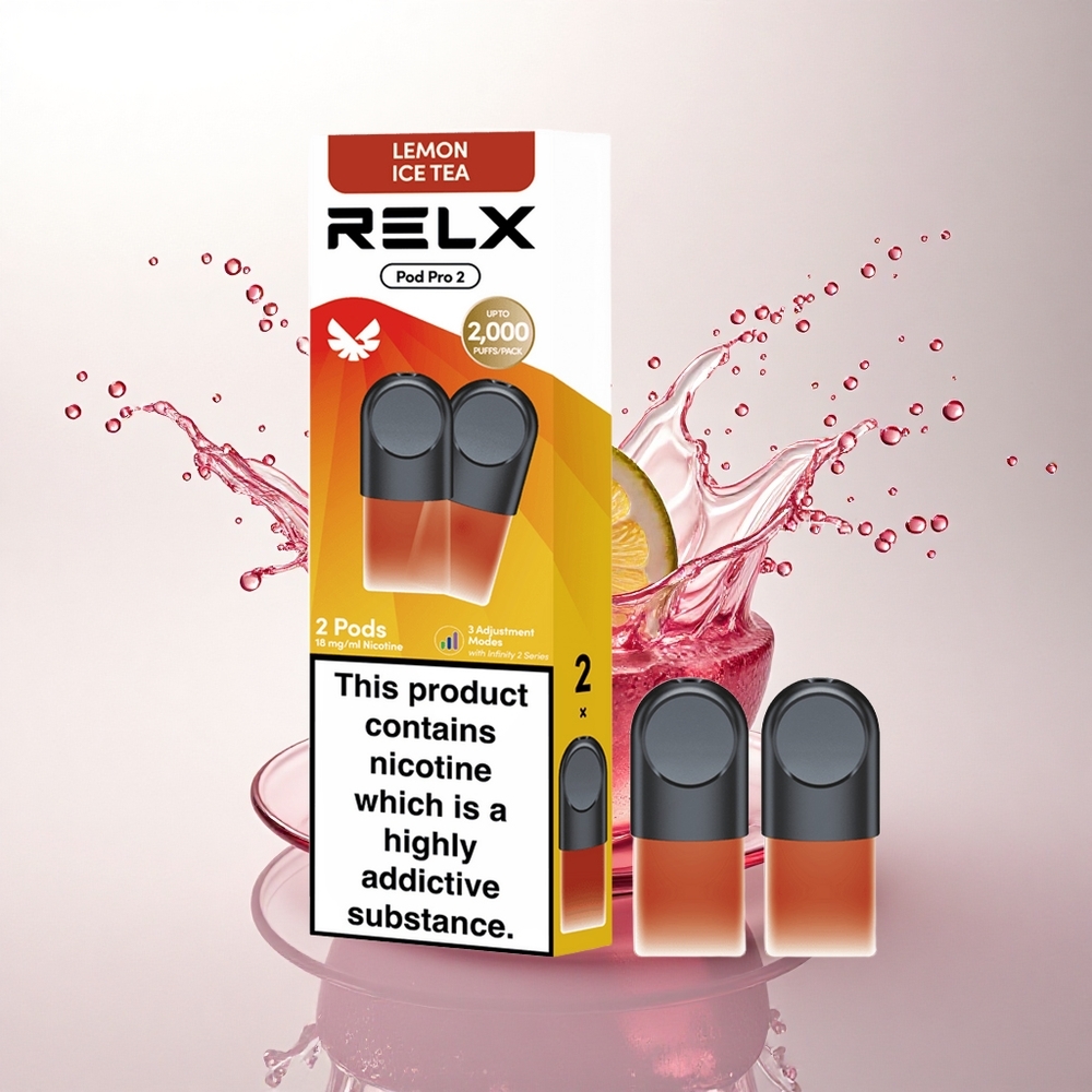Relx Pod Pro 2 Vape Device Çay-Limonlu Buzlu Çay 18mg/ml Nikotin, 1.9ml Kapasite, 3 Voltaj Modu